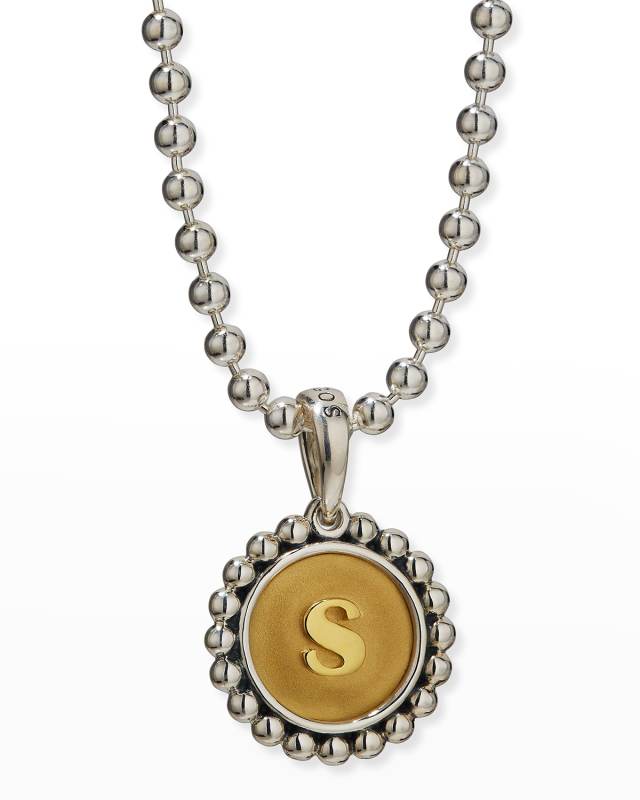 Signature Caviar Initial Two-Tone Circle Pendant